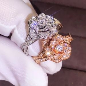 Rose Gold color cute Big Rose Flower Ring  Sz 6,7,8